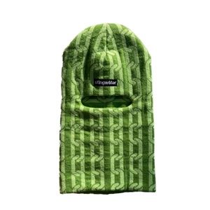 Stingwater Heavy chain knit balaclava in alkaline green